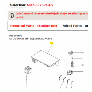 Placa inverter P.C BOARD exterior MITSUBISHI ELECTRIC modelo MUZ-EF35VE-E5