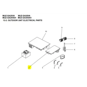 Placa POWER P.C BOARD exterior MITSUBISHI ELECTRIC modelo MUZ-GA35VA-E3