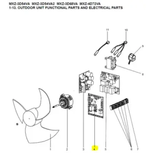 Placa control exterior MITSUBISHI ELECTRIC modelo MXZ-3D68VA-E1/E2