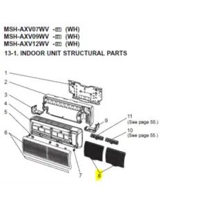 FILTROS DE AIRE UNIDAD INTERIOR MITSUBISHI ELECTRIC MSH-AVX12WV-E1