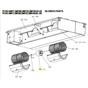Motor ventilador unidad interior conductos MITSUBISHI ELECTRIC modelo PEAD-SM125JA.UK