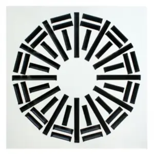 Difusor rotacional de placa cuadrada de 595x595 20 elementos con plenum aislado motorizado para techo continuo Airzone 250mm